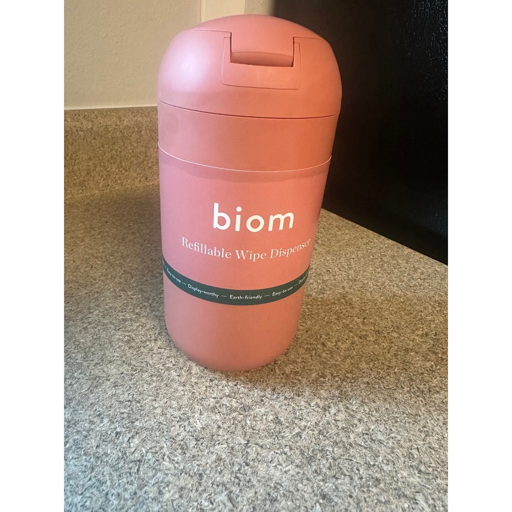 biom Refillable Wipe Dispenser Pink BPA Free Magnetic Closure Eco Friendly